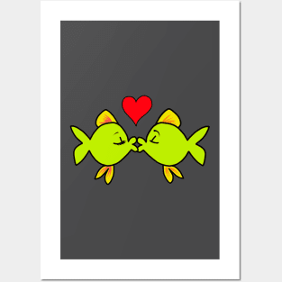 kissing fish Posters and Art